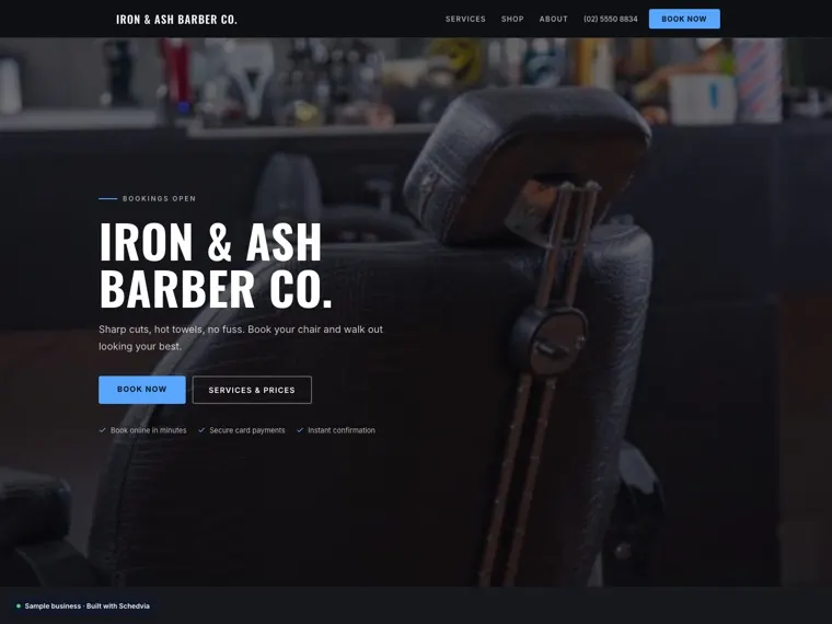 The Iron & Ash Barber Co. demo site