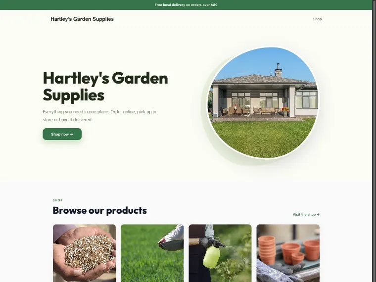 The Hartley's Garden Supplies demo site