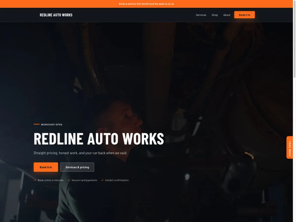 The Redline Auto Works demo site